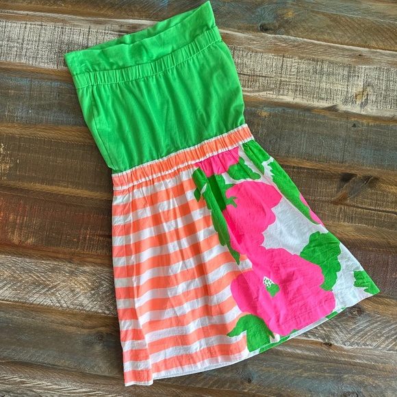 🌴🌺🌴Lilly Pulitzer Strapless Dress Fleur Neon Sunrise - NWOT!! 🌺🌴🌺 - Picture 6 of 16